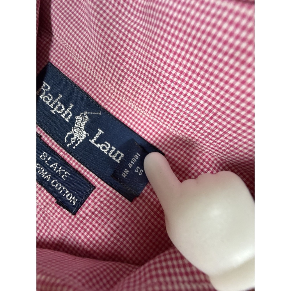 Ralph Lauren Blake Mens L Pink Gingham Short Sleeve Button Down Shirt Pony - Picture 5 of 7